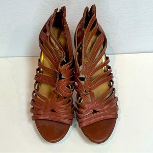 Jessica Simpson Heels Sandals Brown Stiletto Leather